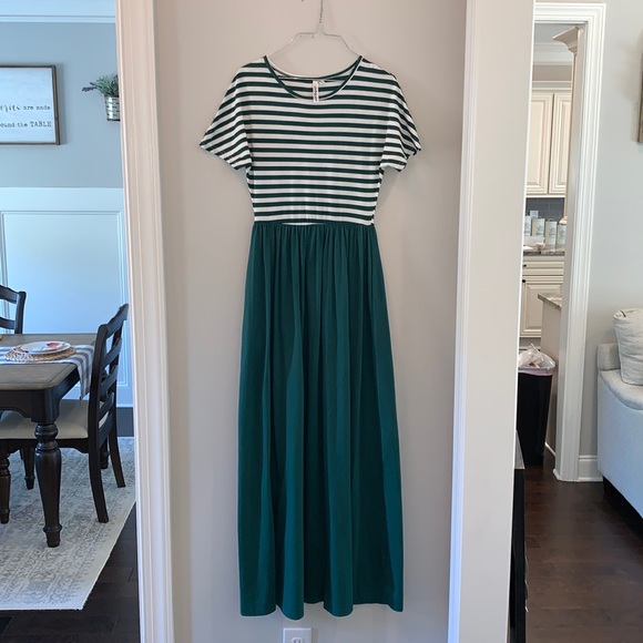 Journey Five Green Stripe Maxi Dress S - Picture 1 of 6